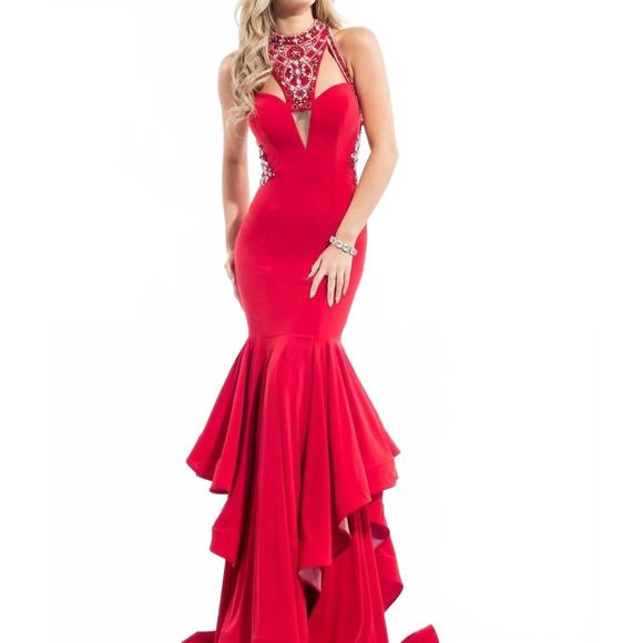 princess polly baby blue dress Prom Long Beaded Halter Neck Evening Formal Dress